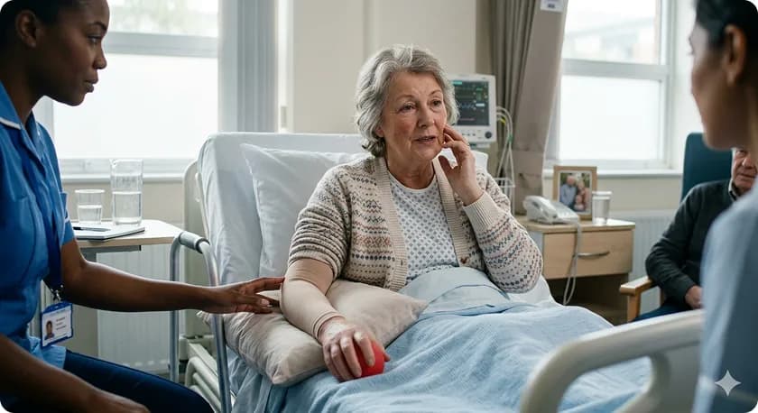 Care team discusses what causes a stroke in women bedside