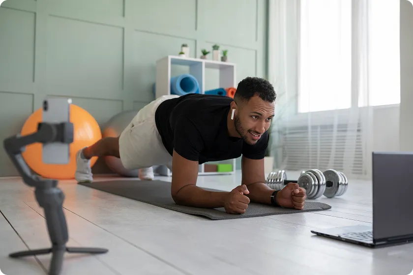 Daily exercise routine guideline recommending 20–45 minutes daily with adjustable intensity for beginners.