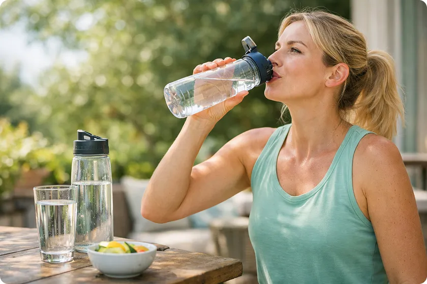 Drinking water helps maintain a healthy colon during detox.