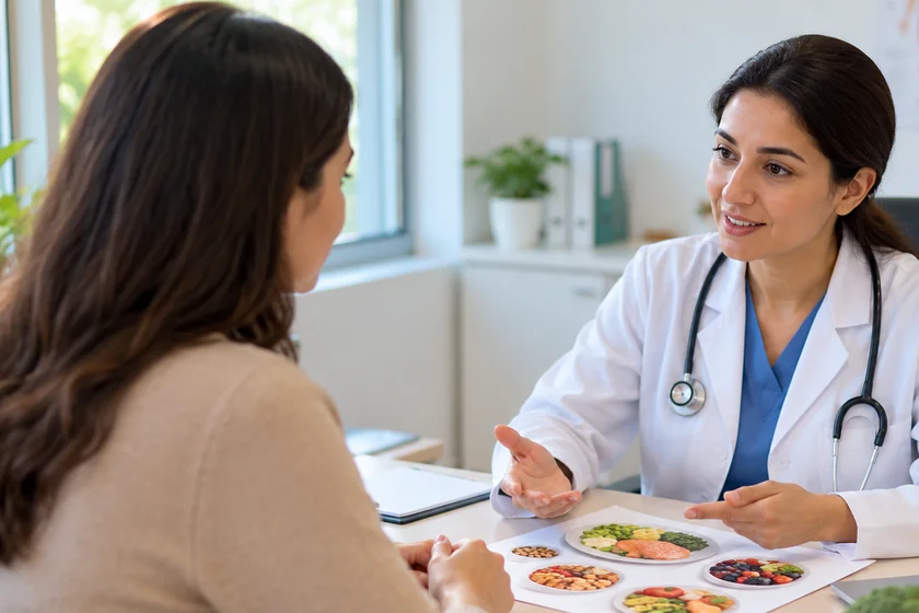 Doctor discussing whether cottage cheese is good for GERD with a patient