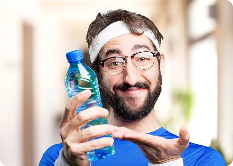 Man hydrating after workout supporting keto diet with protein shakes routine
