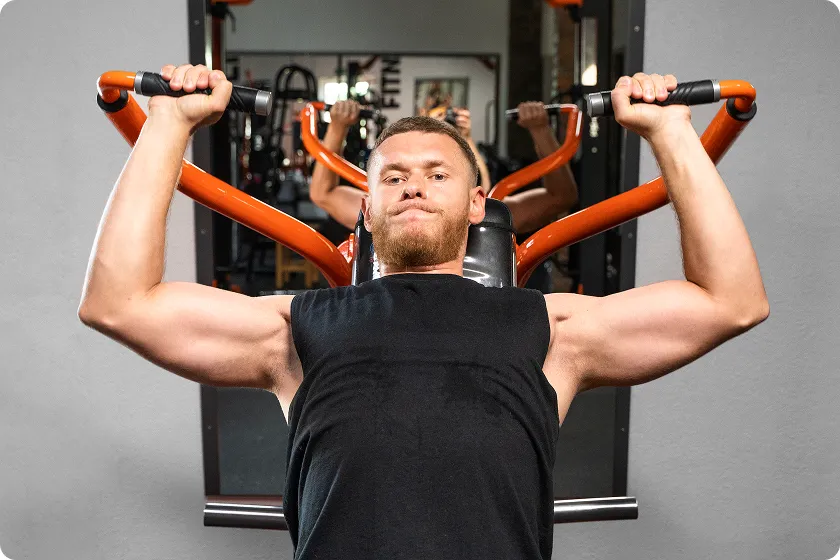 Upper body workout for men performing push-ups in leg workout routine.